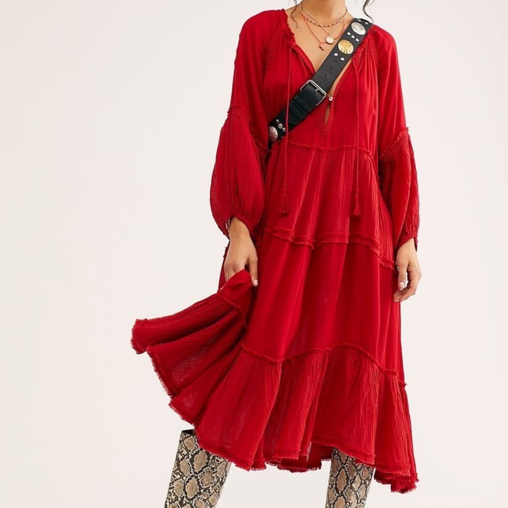 Free People Red Bohemian Dress